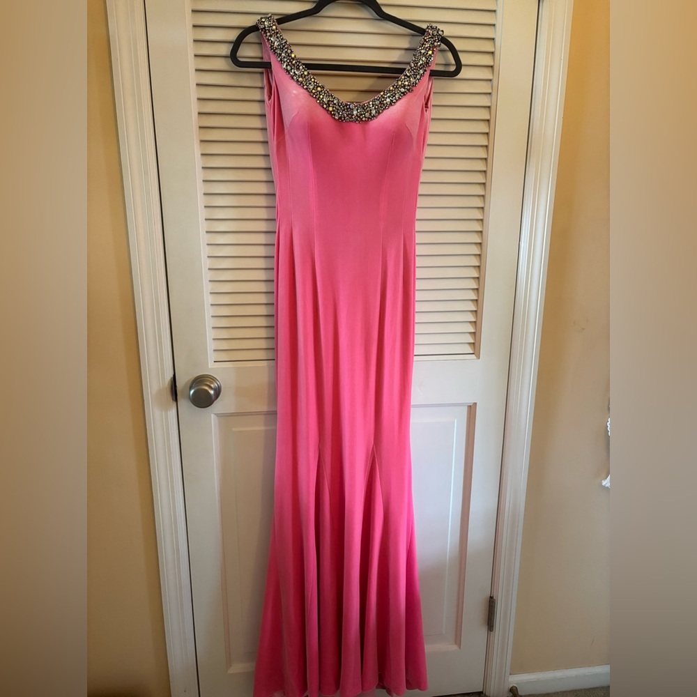 Vintage Jovani Elegant Pink Velvet Evening Gown